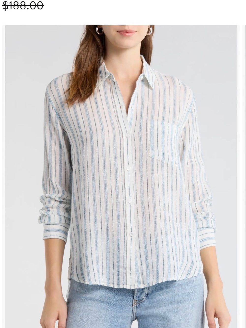 Rails Striped Button-Down Shirt — White, Light Blue, Navy